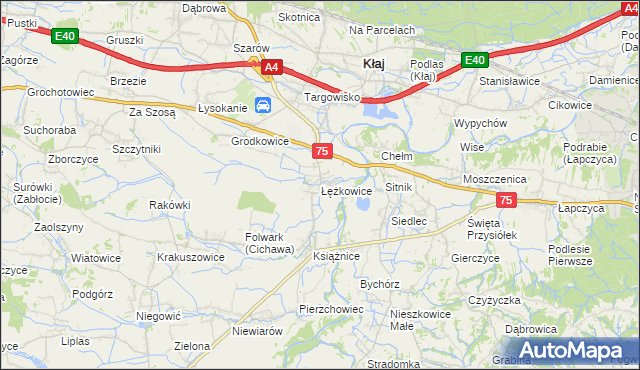 mapa Łężkowice, Łężkowice na mapie Targeo