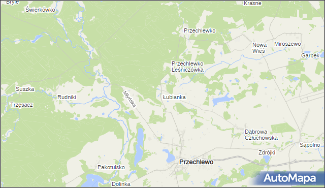 mapa Łubianka gmina Przechlewo, Łubianka gmina Przechlewo na mapie Targeo