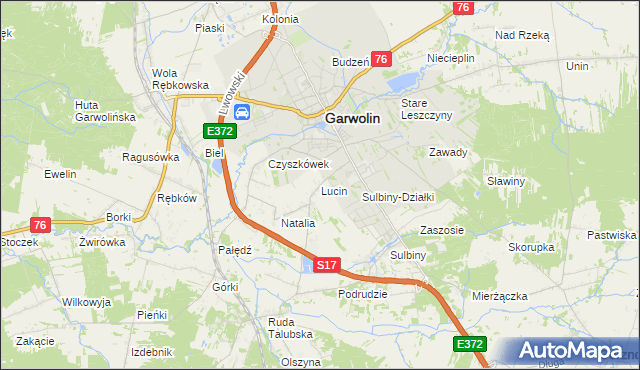 mapa Lucin gmina Garwolin, Lucin gmina Garwolin na mapie Targeo