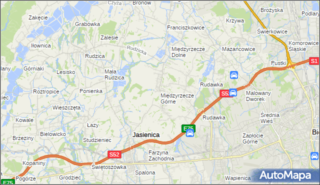 mapa Międzyrzecze Górne, Międzyrzecze Górne na mapie Targeo