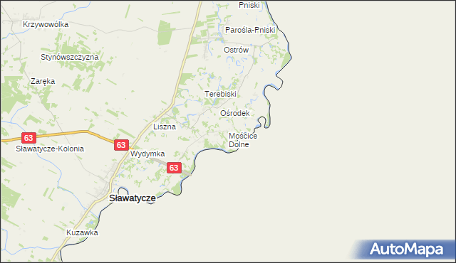 mapa Mościce Dolne, Mościce Dolne na mapie Targeo