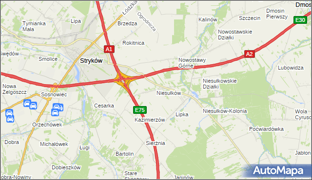 mapa Niesułków, Niesułków na mapie Targeo