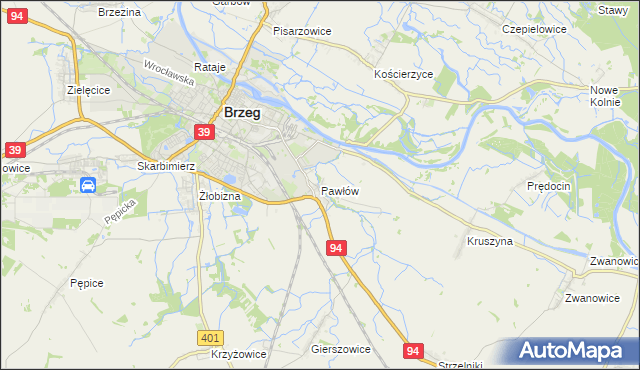 mapa Pawłów gmina Skarbimierz, Pawłów gmina Skarbimierz na mapie Targeo