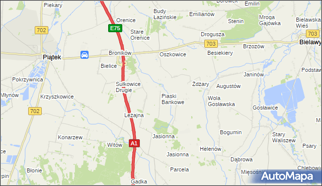 mapa Piaski Bankowe, Piaski Bankowe na mapie Targeo