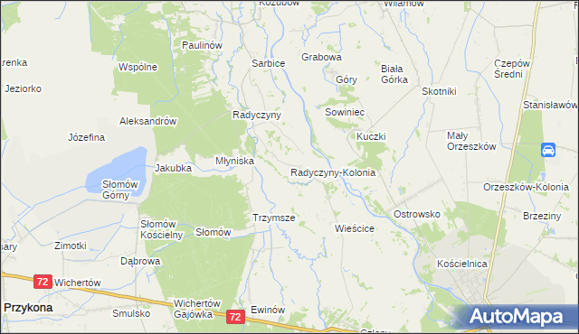 mapa Radyczyny-Kolonia, Radyczyny-Kolonia na mapie Targeo