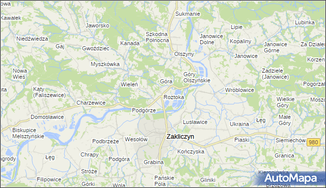 mapa Roztoka gmina Zakliczyn, Roztoka gmina Zakliczyn na mapie Targeo