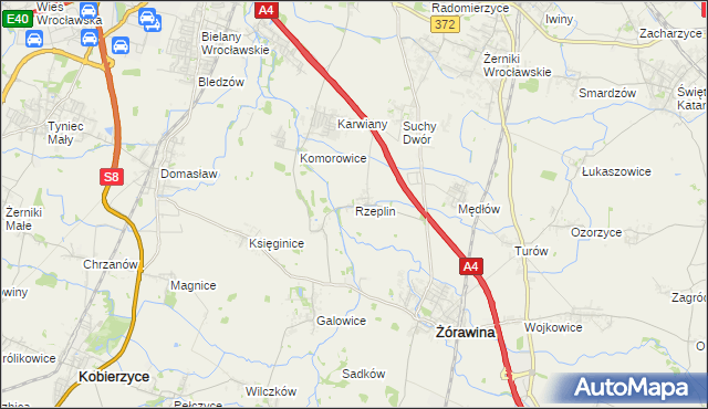 mapa Rzeplin gmina Żórawina, Rzeplin gmina Żórawina na mapie Targeo