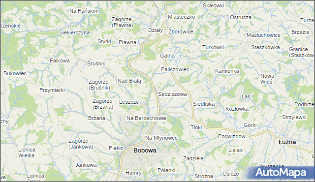 mapa Sędziszowa gmina Bobowa, Sędziszowa gmina Bobowa na mapie Targeo