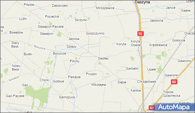 mapa Siedlec gmina Łęczyca, Siedlec gmina Łęczyca na mapie Targeo