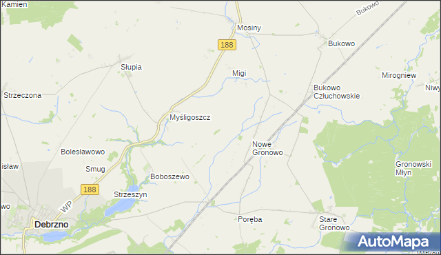 mapa Służewo gmina Debrzno, Służewo gmina Debrzno na mapie Targeo