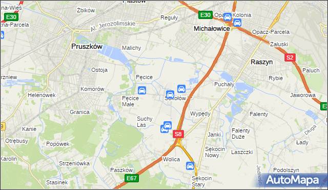 mapa Sokołów gmina Michałowice, Sokołów gmina Michałowice na mapie Targeo