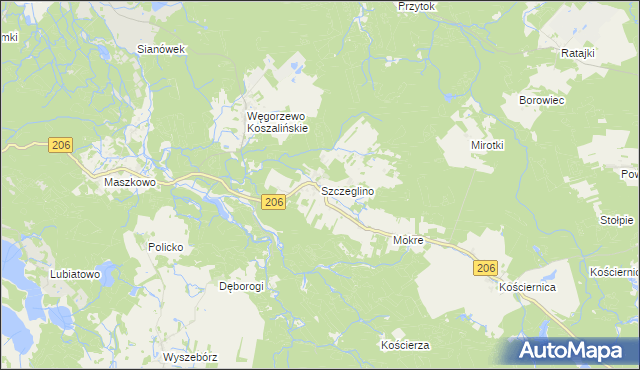 mapa Szczeglino, Szczeglino na mapie Targeo