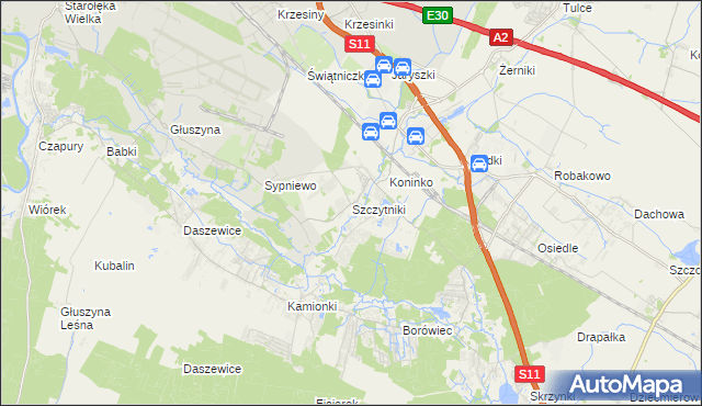 mapa Szczytniki gmina Kórnik, Szczytniki gmina Kórnik na mapie Targeo