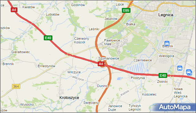 mapa Szymanowice gmina Krotoszyce, Szymanowice gmina Krotoszyce na mapie Targeo