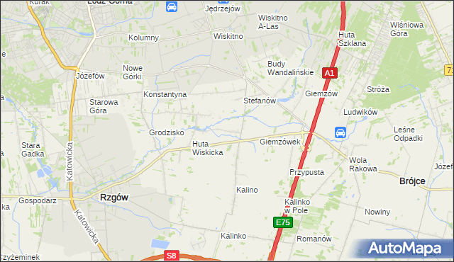 mapa Tadzin gmina Rzgów, Tadzin gmina Rzgów na mapie Targeo