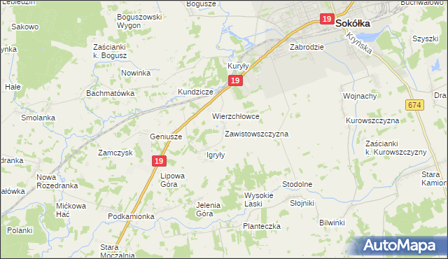 mapa Zawistowszczyzna, Zawistowszczyzna na mapie Targeo