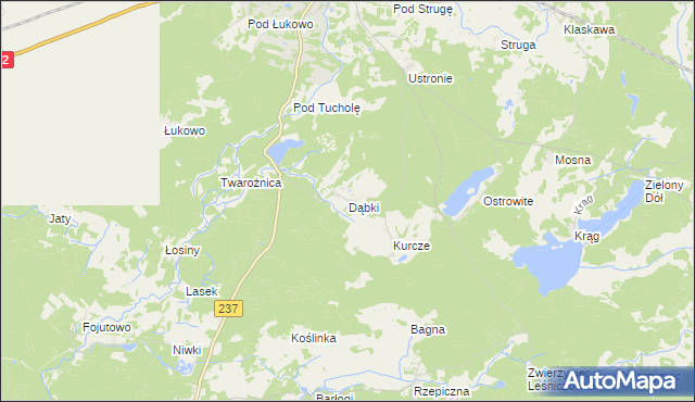 mapa Dąbki gmina Czersk, Dąbki gmina Czersk na mapie Targeo