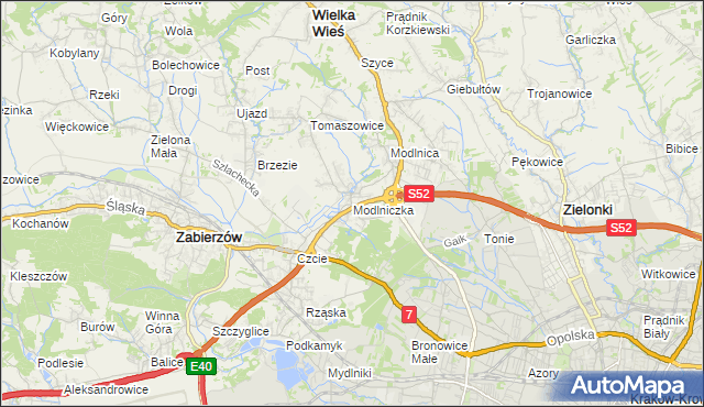 mapa Modlniczka, Modlniczka na mapie Targeo