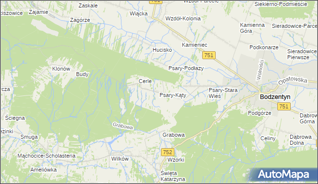 mapa Psary-Kąty, Psary-Kąty na mapie Targeo