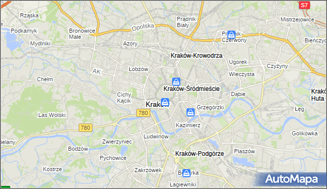 mapa Stare Miasto gmina Kraków, Stare Miasto gmina Kraków na mapie Targeo