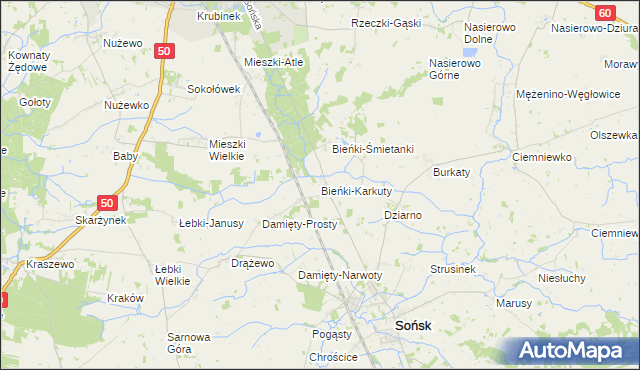 mapa Bieńki-Karkuty, Bieńki-Karkuty na mapie Targeo