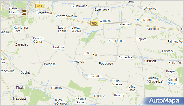 mapa Buk gmina Gołcza, Buk gmina Gołcza na mapie Targeo