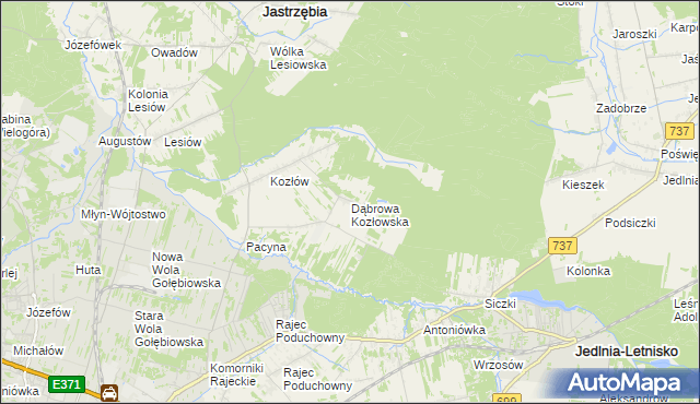 mapa Dąbrowa Kozłowska, Dąbrowa Kozłowska na mapie Targeo