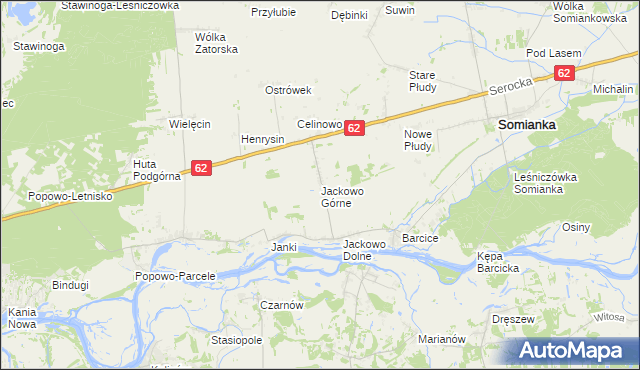 mapa Jackowo Górne, Jackowo Górne na mapie Targeo