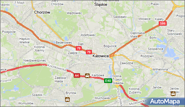 mapa Katowic, Katowice na mapie Targeo