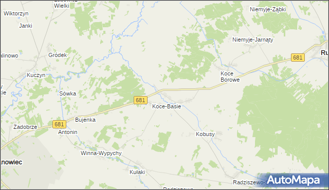 mapa Koce-Piskuły, Koce-Piskuły na mapie Targeo