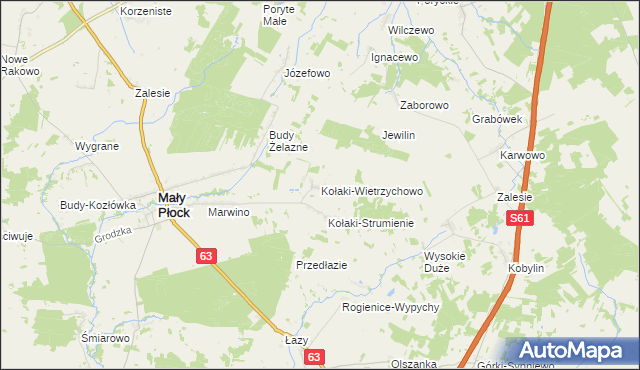 mapa Kołaki-Wietrzychowo, Kołaki-Wietrzychowo na mapie Targeo