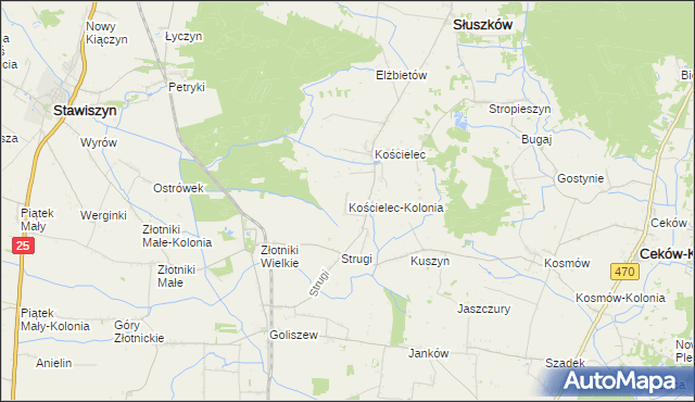 mapa Kościelec-Kolonia, Kościelec-Kolonia na mapie Targeo