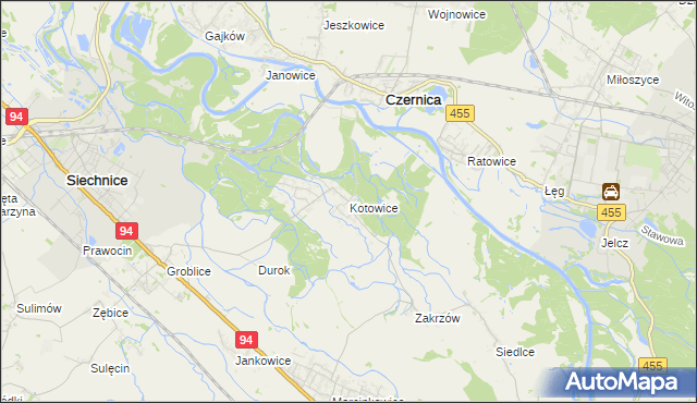 mapa Kotowice gmina Siechnice, Kotowice gmina Siechnice na mapie Targeo