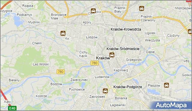 mapa Krakowa, Kraków na mapie Targeo