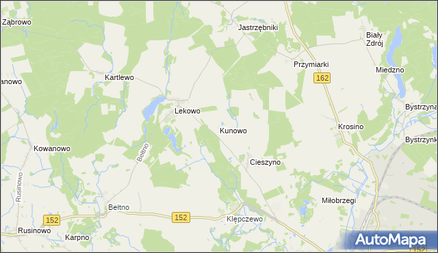 mapa Kunowo gmina Świdwin, Kunowo gmina Świdwin na mapie Targeo