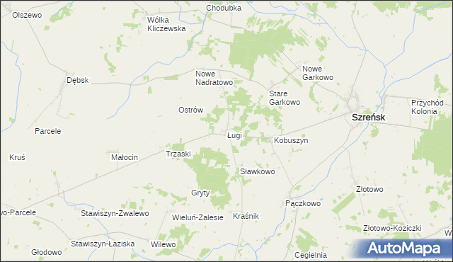 mapa Ługi gmina Szreńsk, Ługi gmina Szreńsk na mapie Targeo