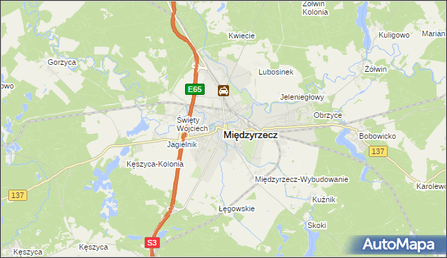 mapa Międzyrzecz, Międzyrzecz na mapie Targeo