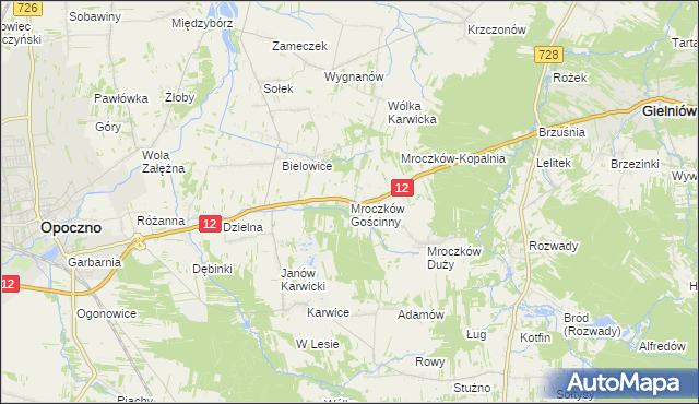 mapa Mroczków Gościnny, Mroczków Gościnny na mapie Targeo