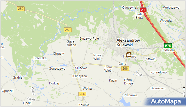 mapa Nowa Wieś gmina Aleksandrów Kujawski, Nowa Wieś gmina Aleksandrów Kujawski na mapie Targeo