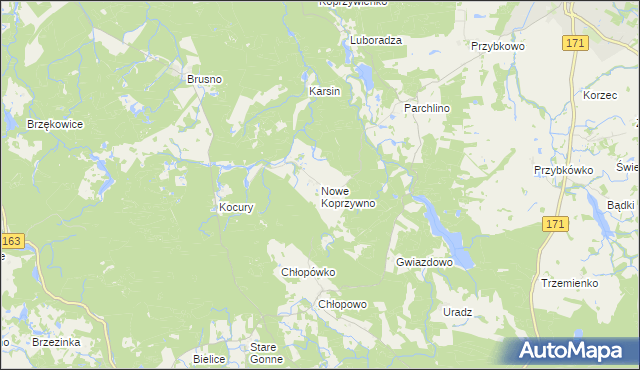 mapa Nowe Koprzywno, Nowe Koprzywno na mapie Targeo