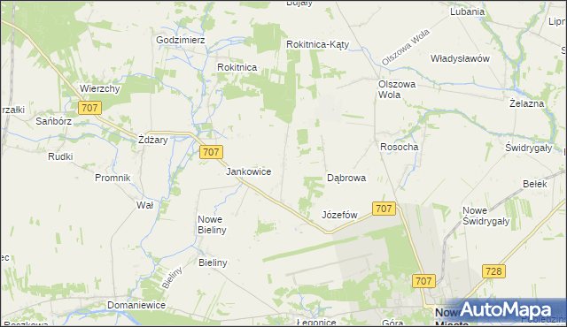 mapa Nowe Łęgonice, Nowe Łęgonice na mapie Targeo