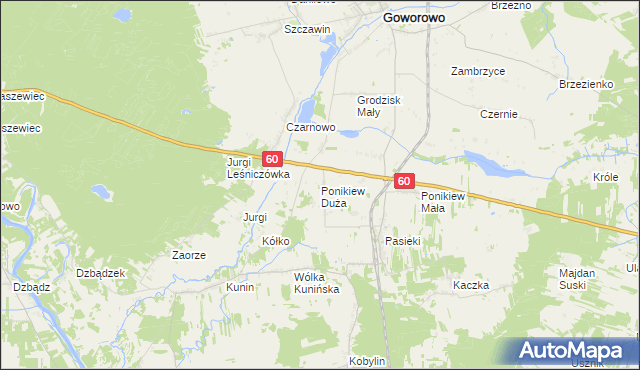 mapa Ponikiew Duża, Ponikiew Duża na mapie Targeo