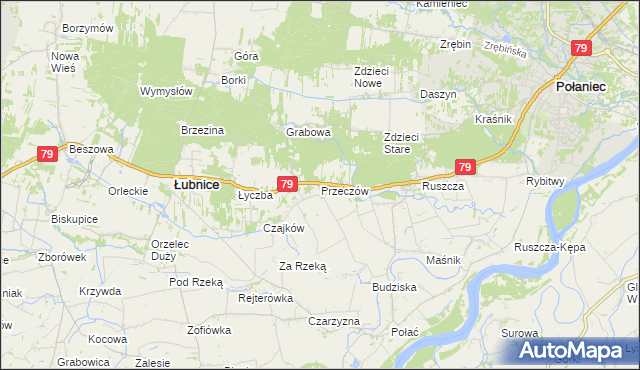 mapa Przeczów gmina Łubnice, Przeczów gmina Łubnice na mapie Targeo