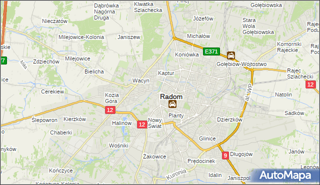 mapa Radomia, Radom na mapie Targeo