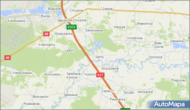 mapa Sarny gmina Ułęż, Sarny gmina Ułęż na mapie Targeo