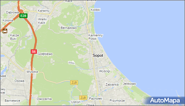 mapa Sopotu, Sopot na mapie Targeo
