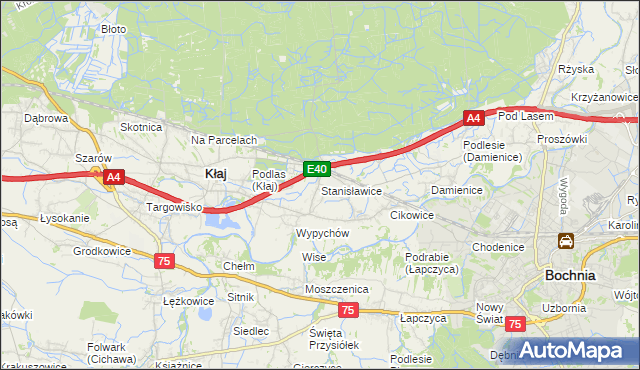 mapa Stanisławice gmina Bochnia, Stanisławice gmina Bochnia na mapie Targeo