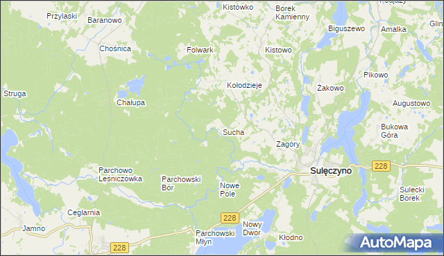 mapa Sucha gmina Sulęczyno, Sucha gmina Sulęczyno na mapie Targeo