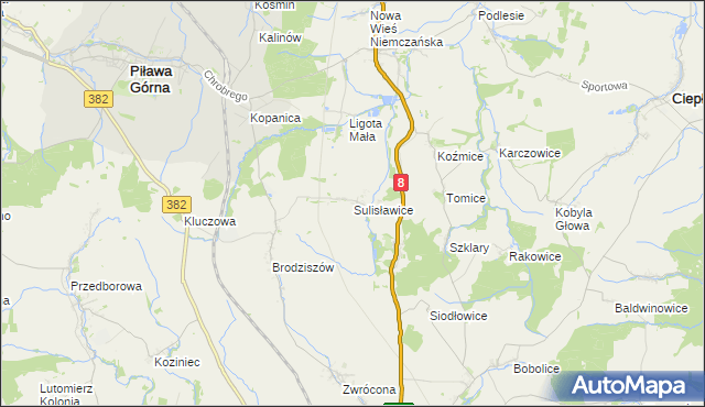 mapa Sulisławice gmina Ząbkowice Śląskie, Sulisławice gmina Ząbkowice Śląskie na mapie Targeo