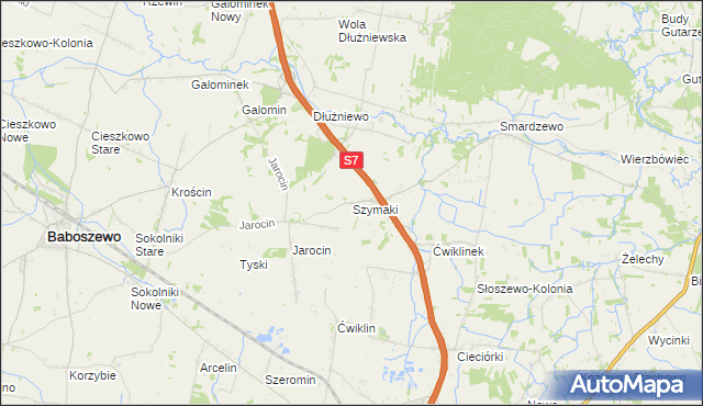 mapa Szymaki gmina Płońsk, Szymaki gmina Płońsk na mapie Targeo